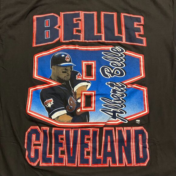 St. Evans Vintage Single Stitch MLB Cleveland Indians Albert Belle Tee Black XXL - Picture 2 of 8